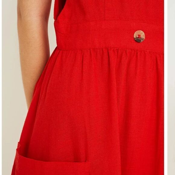 NEW FREE PEOPLE Red DIANA Wrap Cotton Midi Dress size XS - Picture 2 of 12